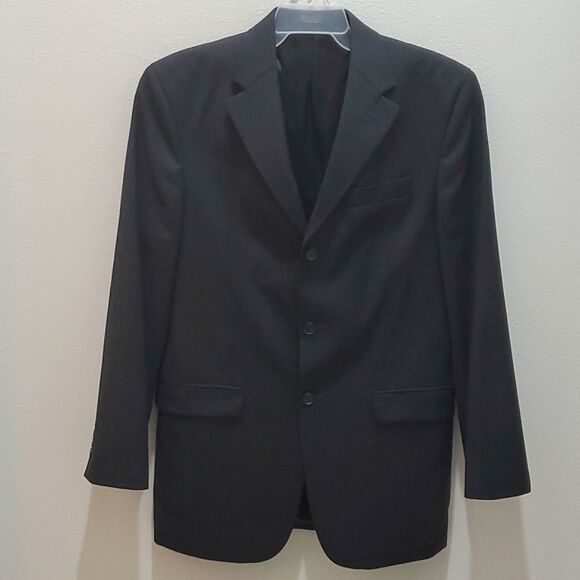 ALFANI SPORT COAT, Sz 38R, BLACK/GREY, PINSTRIPE, 3 BUTTONS, WOOL - Picture 2 of 15